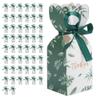 DAUERHAFT 50PCS Wedding Candy Box, Paper Chocolate Box, Party Favor Gift Boxes for Wedding, Birthday, Christmas with Bow (Green Leaves) view 1