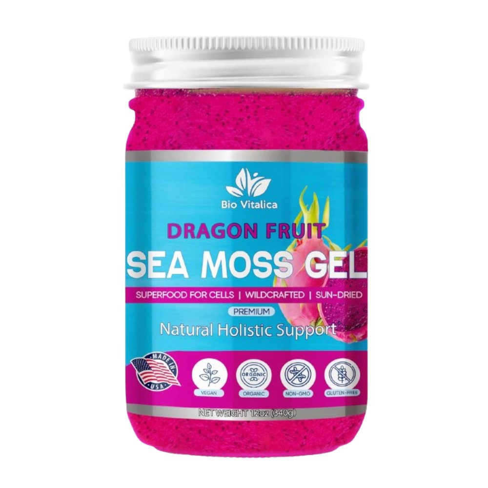 Sea Moss Gel by BioVitalica - Irish sea Moss raw Organic - Premium Quality - Dr Sebi, Vegan superfood for Cells - 100% Natural Seamoss Gel (Pack of 1, Dragon)