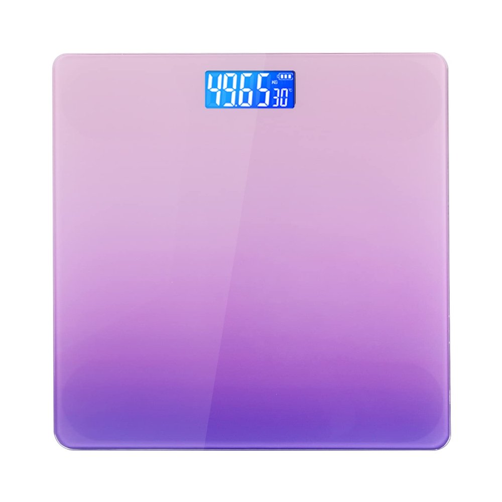 Backlit LED Display Digital Body Weight Bathroom Scale, High Accuracy Body Weighing Scale with Temperature Display,AAA Batteries Not Included, 397lb/180kg, Purple