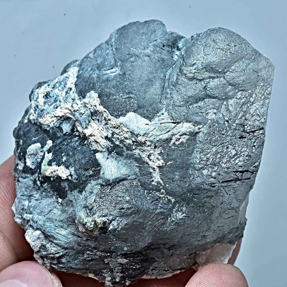 55 Gram Natural Etched Bluish Quartz Crystal with Riebeckite Inclusion
