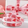 1roll Valentine's Day Heart & Letter Graphic Gift Wrapping Ribbon, Valentine Bow Making Ribbon, Valentine Decor, Ribbon for Favor Wrapping Wreaths Craft Prensent Wrapping Decorative Bow view 3