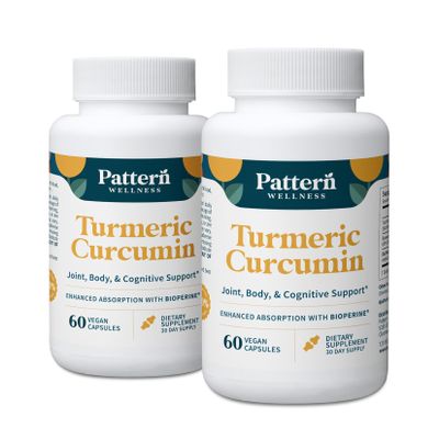 Pattern Wellness Turmeric Curcumin  95% Curcuminoids with BioPerine Black Pepper  Supports Joint, Cognitive & Immune Health  Non-GMO, Gluten Free  120 Capsules