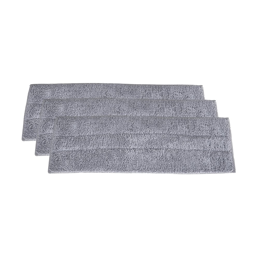 Superio Microfiber Mop Pads, Refill Miracle Mop, Dust Mop Replacement Head 16 Inch Damp Mop Refill for Flat Mop Set, with Velcro-Grey, 3 pack