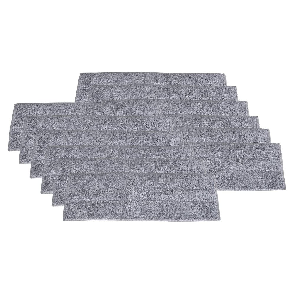 Superio Microfiber Mop Pads, Refill Miracle Mop, Dust Mop Replacement Head 16 Inch Damp Mop Refill for Flat Mop Set, with Velcro-Grey, 12 pack