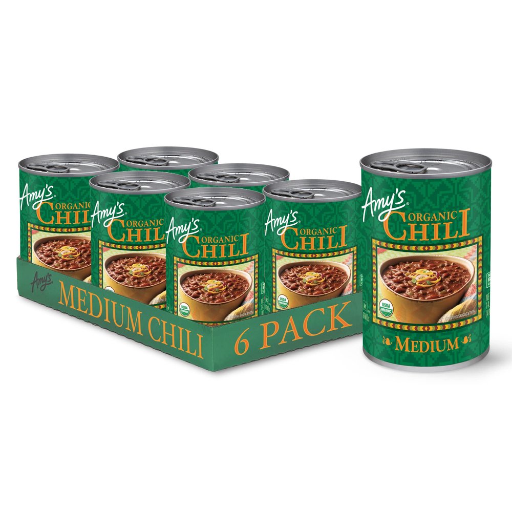 Amy's, Chili, Gluten Free, Vegetarian, Organic, Medium Spice, Jalapeo Pepper, 14.7 oz, Pack of 6