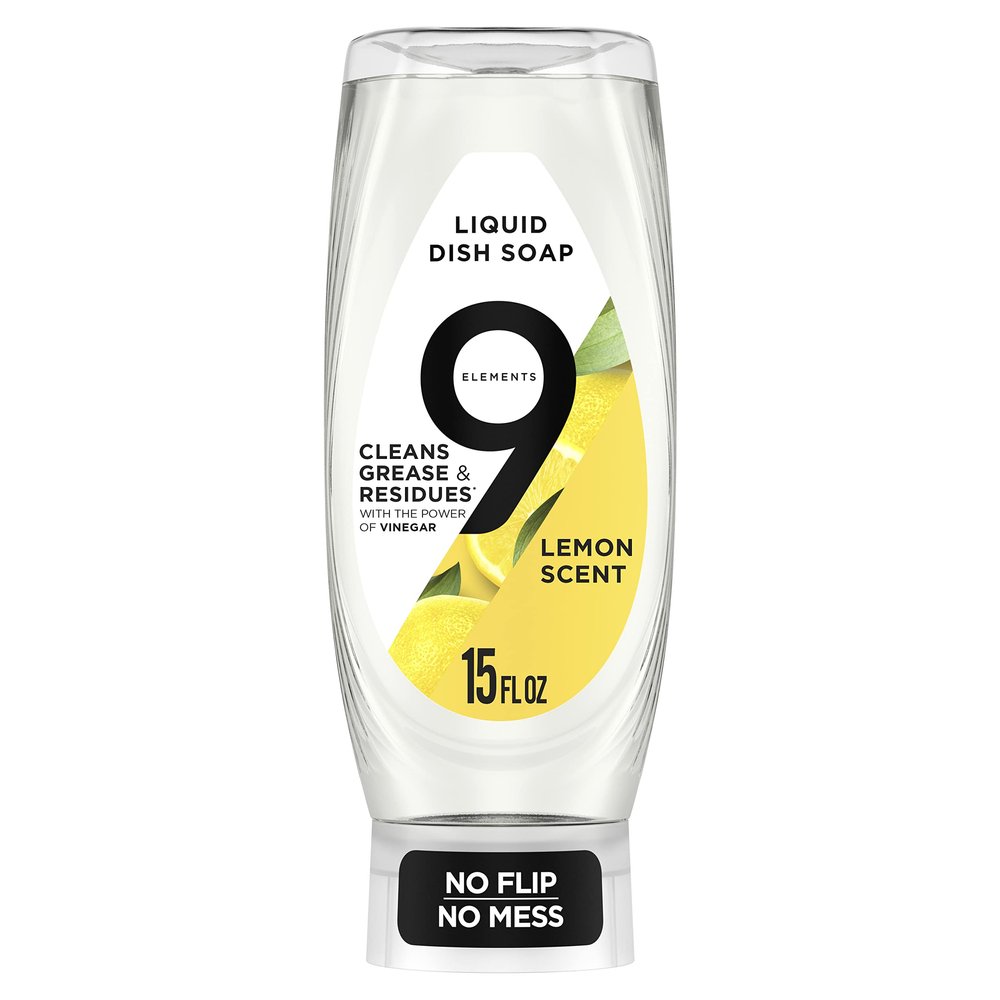 9 Elements EZ Squeeze Dish Soap, Lemon Scent, 15 oz Bottles (3 Pack)