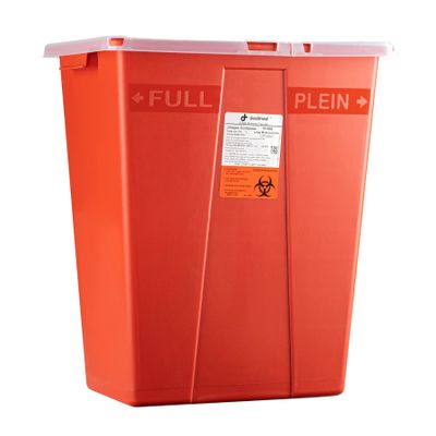 Dealmed Sharps Container, 8 Gallon Hinged Lid, Red (Case of 10)