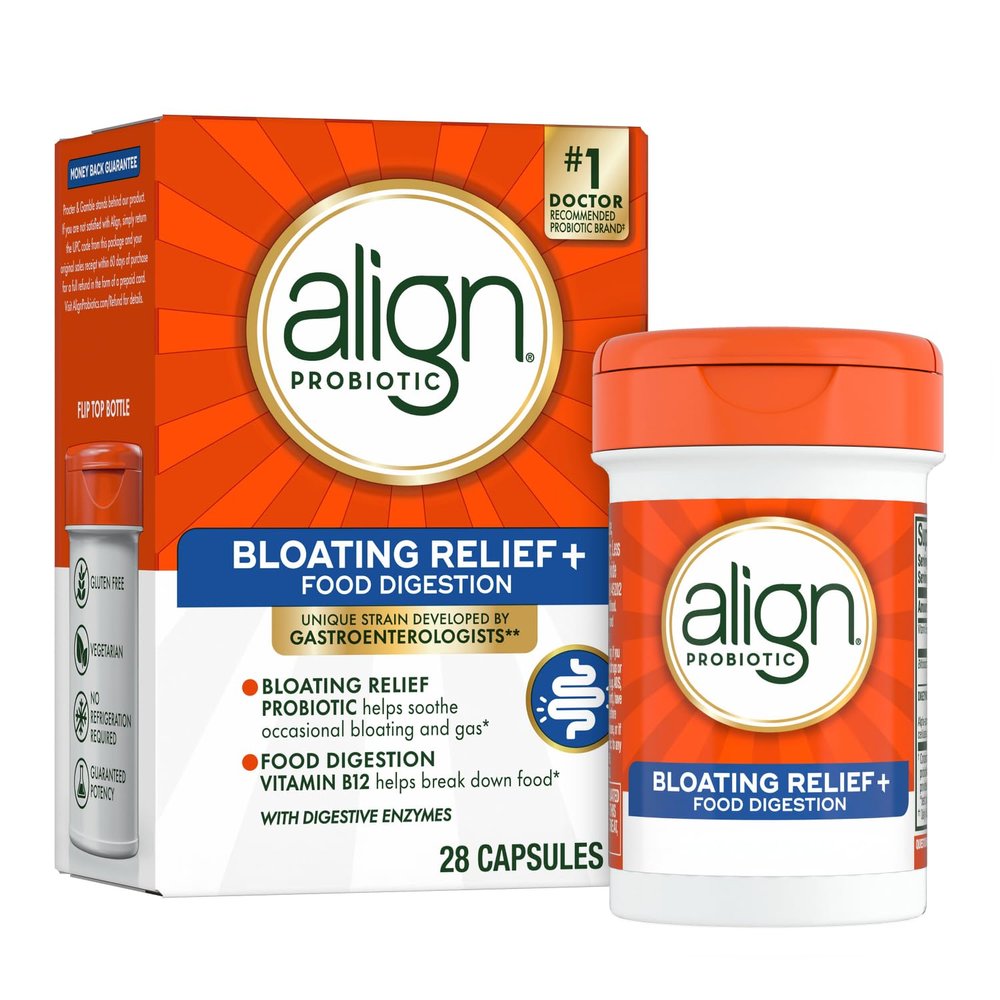 Align Probiotic Bloating Relief + Food Digestion, Probiotics for Women and Men, #1 Doctor Recommended Brand, Promotes Digestive Health and Helps Support the Metabolism of Food*, 28 Capsules