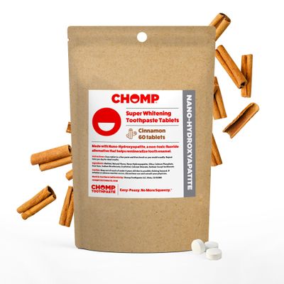 Chomp Super Whitening Cinnamon Toothpaste Tablets with Nano Hydroxyapatite Refill