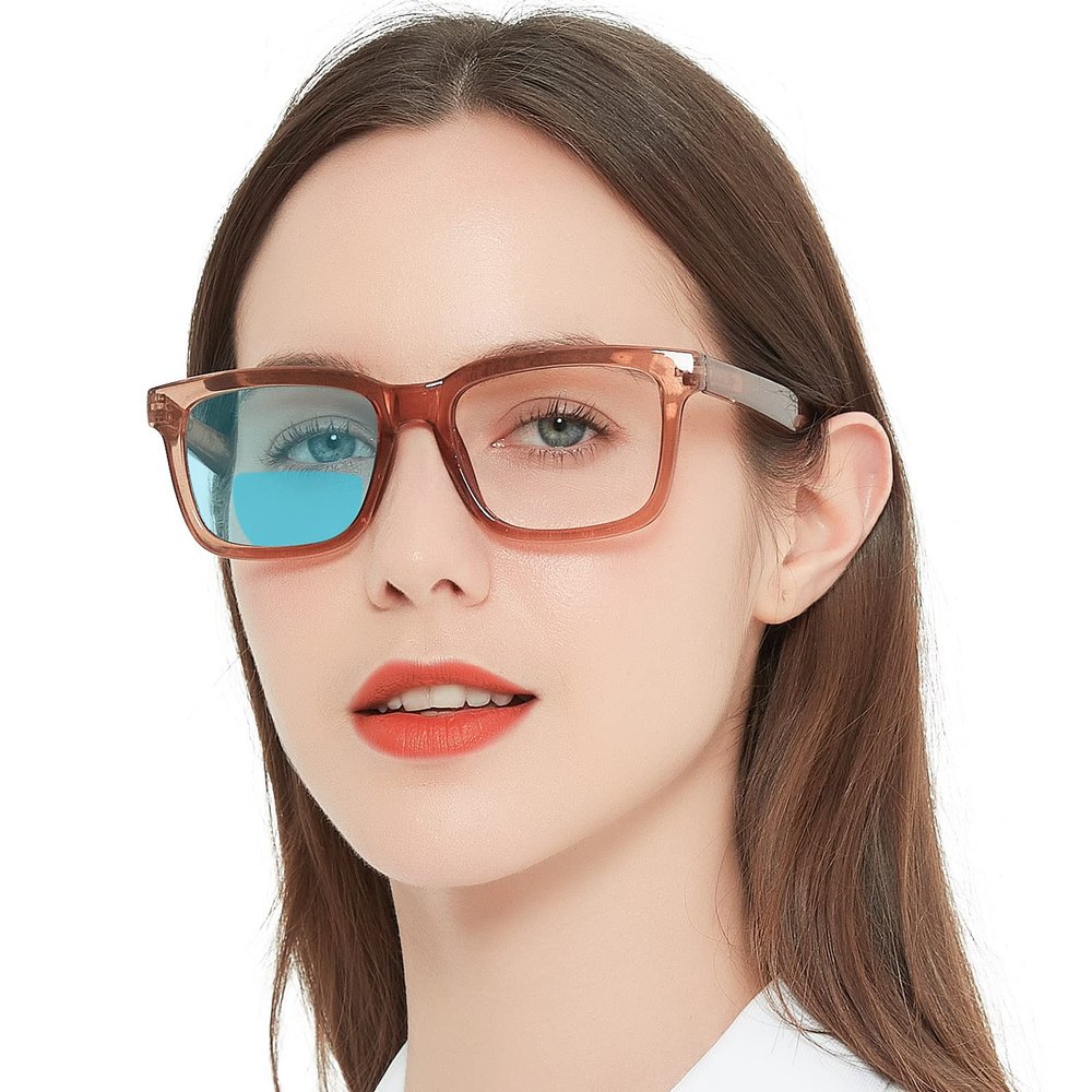 AEZUNI Bifocal Reading Glasses Women Large Square Blue Light Computer Readers Trendy Eyeglasses 1.00 1.25 1.50 1.75 2.00 2.25 2.50 2.75 3.00 3.50 (Tan,150)