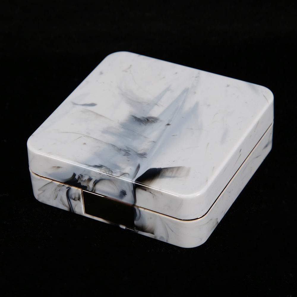 Akozon Pacifiers to Contact Lenses, Square Soaking Contact Lens Case freshlook Pupils Golden Portable Marble Surface Mirror (Gold)