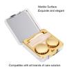 Akozon Pacifiers to Contact Lenses, Square Soaking Contact Lens Case freshlook Pupils Golden Portable Marble Surface Mirror (Gold) view 3