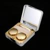 Akozon Pacifiers to Contact Lenses, Square Soaking Contact Lens Case freshlook Pupils Golden Portable Marble Surface Mirror (Gold) view 4