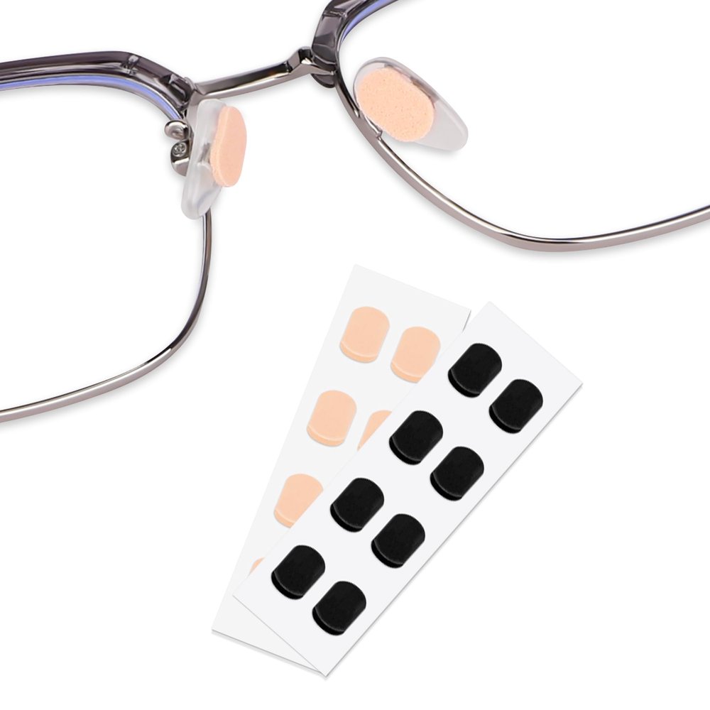 Soft Foam Nose Pads Self Adhesive Non-Slip Eyeglass Nose Pads, Thick Nosepads for Eyeglasses Sunglasses Glasses,8 Pairs,1.5MM Black and Nude