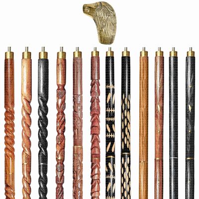 A.A.Nauticals Wooden Walking Stick Cane for Men & Women, Vintage Handmade Personalized & Collapsible, Gift for Men(12 Walking Sticks Design, Golden Polished Brass Head/Handle)-AANWS03-WS11