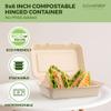 [500 COUNT]Sugarfiber by Harvest Pack PFAS FREE 9 X 6" Compostable Clamshell Food Containers, Heavy-Duty Hinged Container, Disposable Bagasse Eco-Friendly Natural Sugarcane Takeout to go Box view 4