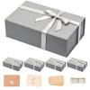 LIFELUM Large Gift Box,13.85 x 8.35 x 4.45 inch Grey Gift Box Set of 5 with Magnetic Lid for Presents with Ribbon,Card,Shredded Paper Filler Gift for Mom Valentine's Day,Christmas Presents view 1
