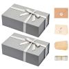 LIFELUM 2 Pack Large Gift Boxes with Lids,13.85 x 8.35 x 4.45 inch Gift Box Rectangle Collapsible Box Groomsmen Gift Boxes for Presents with Ribbon, Card, Shredded Paper Filler view 1
