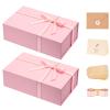 LIFELUM Gift Boxes for Presents, Extra Large Gift Box 2 Pack 13.85 x 8.35 x 4.45 inch with Magnetic Lid Pink Gift Box With Ribbon, Card, Shredded Paper Filler view 1