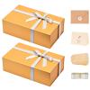 LIFELUM Gift Boxes with Lids,2 Pack 13.85 x 8.35 x 4.45 inch Gold Gift Boxes with Magnetic Lid and Ribbon, Card, Shredded Paper Filler Empty Gift Box for Christmas,Valentine's day,Birthdays view 1