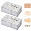 LIFELUM Large Gift Boxes with Lids, 2 Pack 13.8 x 8.3 x 4.4 inch Silver Gift Boxes with Ribbon, Card, Shredded Paper Filler for Presents, Graduation, Christmas, Birthdays view 1
