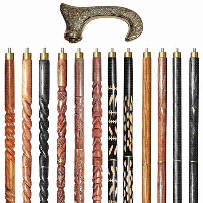 A.A.Nauticals Wooden Walking Stick Cane for Men & Women, Vintage Handmade Personalized & Collapsible, Gift for Men(12 Walking Sticks Design, Brown Antique Brass Head/Handle)-AANWS05-WS10