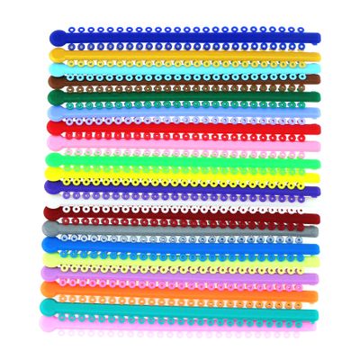 1000Pcs/Bag Dental Long Type Orthodontic Ligature Ties Elastic Rubber Bands Colorful Multicolor Mixed Color L-1000-Mixed