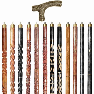 A.A.Nauticals Wooden Walking Stick Cane for Men & Women, Vintage Handmade Personalized & Collapsible, Gift for Men(12 Walking Sticks Design, Brown Antique Brass Head/Handle)-AANWS06-WS6