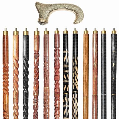 A.A.Nauticals Wooden Walking Stick Cane for Men & Women, Vintage Handmade Personalized & Collapsible, Gift for Men(12 Walking Sticks Design, Golden Polished Brass Head/Handle)-AANWS05-WS9