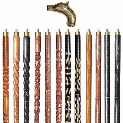 A.A.Nauticals Wooden Walking Stick Cane for Men & Women-Horse Handle, Vintage Handmade Personalized & Collapsible, Gift for Men(12 Walking Sticks Design, Brown Antique Brass Head/Handle)-AANWS04-WS3