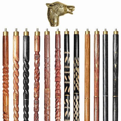 A.A.Nauticals Wooden Walking Stick Cane for Men & Women-Horse Handle, Vintage Handmade Personalized & Collapsible, Gift for Men(12 Walking Sticks Design, Brown Antique Brass Head/Handle)-AANWS09-WS10
