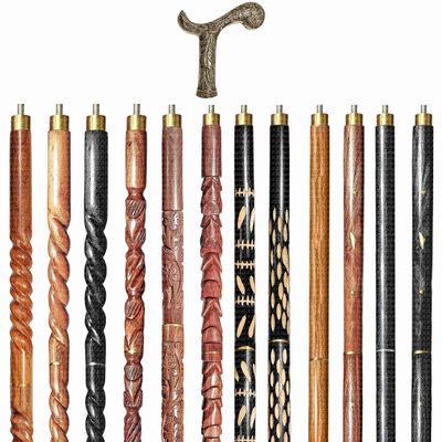 A.A.Nauticals Wooden Walking Stick Cane for Men & Women, Vintage Handmade Personalized & Collapsible, Gift for Men(12 Walking Sticks Design, Brown Antique Brass Head/Handle)-AANWS07-WS2