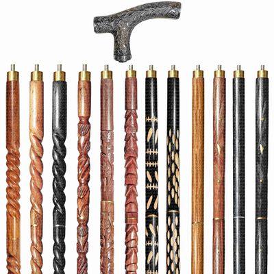 A.A.Nauticals Wooden Walking Stick Cane for Men & Women, Vintage Handmade Personalized & Collapsible, Gift for Men(12 Walking Sticks Design, Black Antique Brass Head/Handle)-AANWS06-WS5