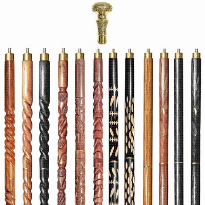 A.A.Nauticals Wooden Walking Stick Cane for Men & Women, Vintage Handmade Personalized & Collapsible, Gift for Men(12 Walking Sticks Design, Golden Polished Brass Head/Handle)-AANWS15-WS12