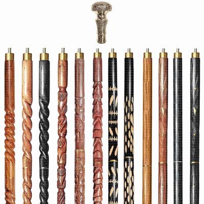 A.A.Nauticals Wooden Walking Stick Cane for Men & Women, Vintage Handmade Personalized & Collapsible, Gift for Men(12 Walking Sticks Design, Brown Antique Brass Head/Handle)-AANWS15-WS12