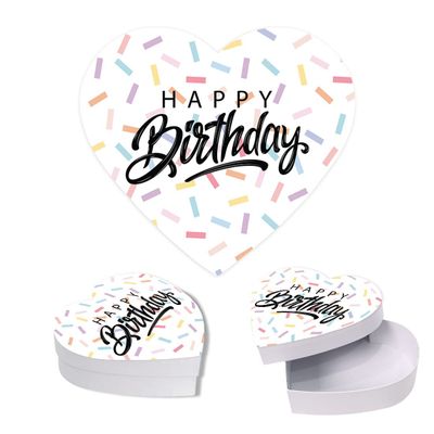 Andaz Press Happy Birthday Heart Shaped Gift Box with Lid, Heart Box For Treats, Sweets, Candy, Flowers, Jewelry, Strawberries, Chocolates, Gift for Kids, Him, Her, Food Safe, 8"x6", 1-Pack