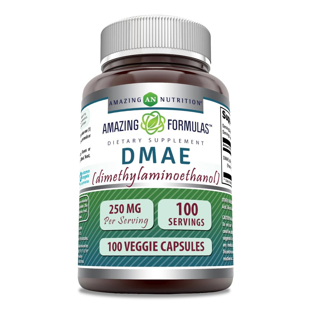 Amazing Formulas DMAE Supplement | 250 Mg | Veggie Capsules | Non-GMO | Gluten-Free | Made in USA (1 Pack, 100 Count)