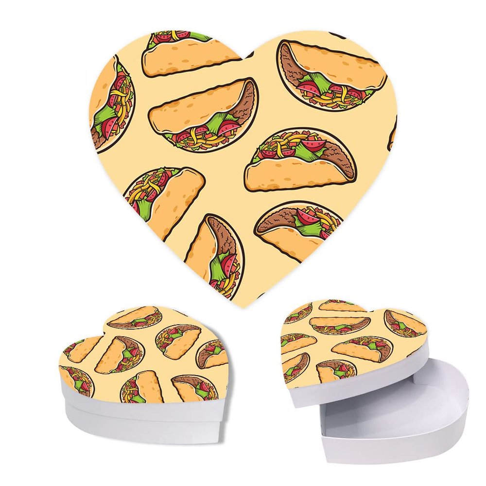 Andaz Press Valentine's Day Heart Shaped Box With Lid Reusable Gift Box For Tacos Funny Taco Boxes For Him, Her, Heart Gifts Boxes, 8X6, 1-Pack Valentines