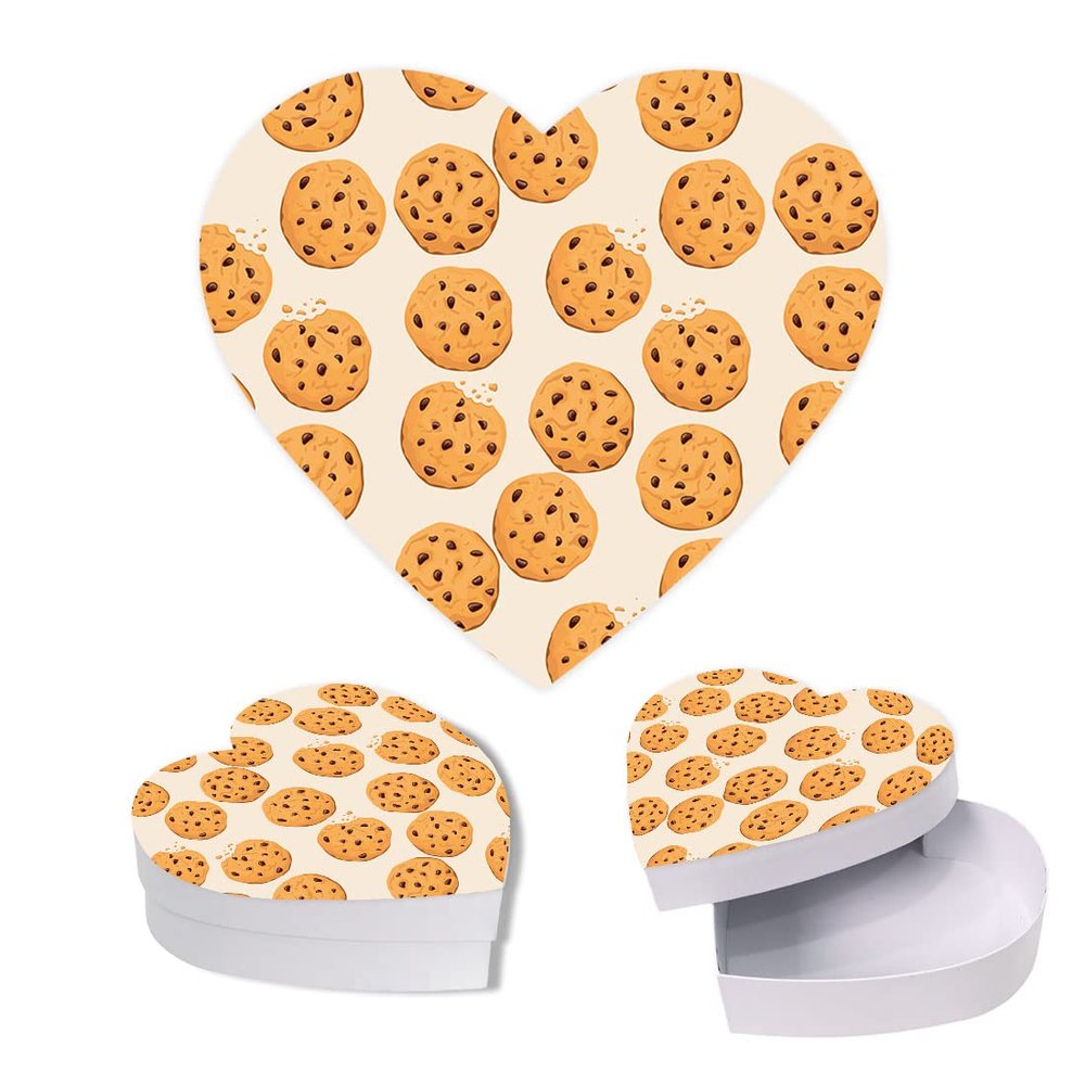 Andaz Press Valentine's Day Heart Shaped Box With Lid, Reusable Heart Shaped Valentines Premium Box For Chocolate Chip Cookies, Dessert Treat Box, Reusable Food Safe Packaging, 8"X6", 1-Pack