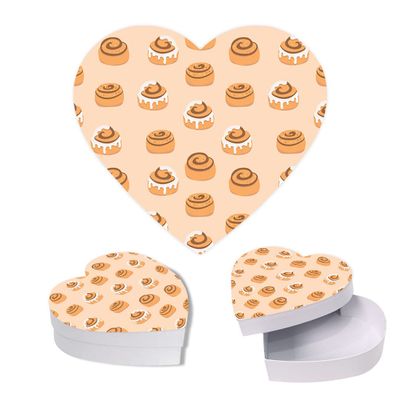 Andaz Press Valentine's Day Heart Shaped Box With Lid, Reusable Heart Shaped Valentines Premium Box For Cinnamon Rolls, Gag Gift Dessert Treat Box, Reusable Food Safe Packaging, 8"X6", 1-Pack