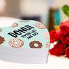 Andaz Press Valentine's Day Heart Shaped Box With Lid, Funny Donut Ever Let Me Go Reusable Heart Shaped Valentines Box For Donuts, Dessert Treat Box, Reusable Food Safe No Oil Spotting, 8"X6", 1-Pack view 4