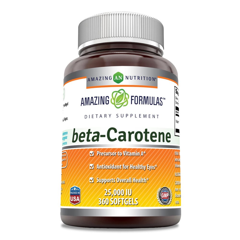 Amazing Formulas Beta Carotene Supplement | 25000 IU | 360 Softgels | Non-GMO | Gluten-Free | Made in USA