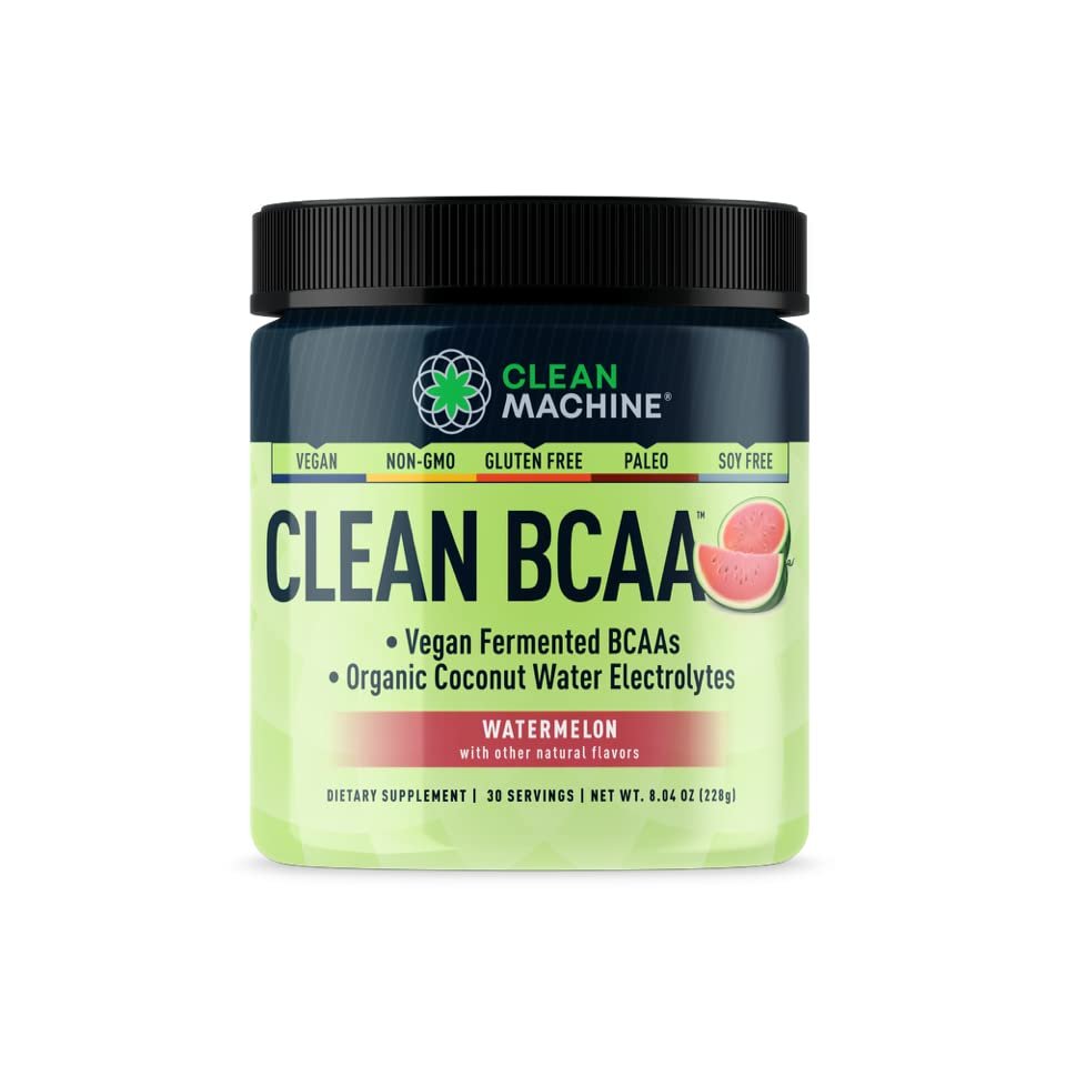 Clean BCAA - 2:1:1 Food Sourced BCAAs Powder & Coconut Water Electrolytes Recovery & Amino Energy Supplement - Award Winning Vegan Amino Acid Supplement - 30 Servings - Watermelon