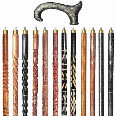 A.A.Nauticals Wooden Walking Stick Cane for Men & Women, Vintage Handmade Personalized & Collapsible, Gift for Men(12 Walking Sticks Design, Black Antique Brass Head/Handle)-AANWS17-WS3