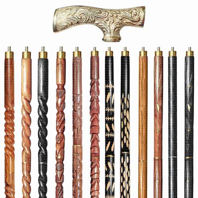 A.A.Nauticals Wooden Walking Stick Cane for Men & Women, Vintage Handmade Personalized & Collapsible, Gift for Men(12 Walking Sticks Design, Golden Polished Brass Head/Handle)-AANWS26-WS9