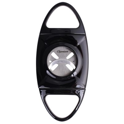 CIGARISM Large Ring Hollow-Out Blades Straight-Cut Cigar Cutter, Up to Ring Gauge 66 (Black)