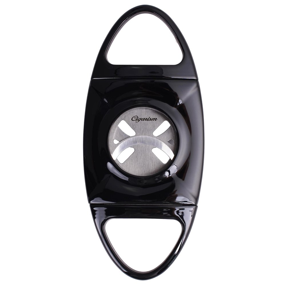 CIGARISM Large Ring Hollow-Out Blades Straight-Cut Cigar Cutter, Up to Ring Gauge 66 (Black)
