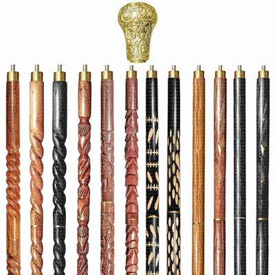 A.A.Nauticals Wooden Walking Stick Cane for Men & Women, Vintage Handmade Personalized & Collapsible, Gift for Men(12 Walking Sticks Design, Golden Polished Brass Head/Handle)-AANWS22-WS10