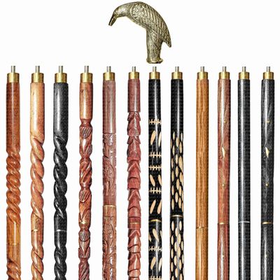 A.A.Nauticals Wooden Walking Stick Cane for Men & Women-Raven Head, Vintage Handmade Personalized & Collapsible, Gift for Men(12 Walking Sticks Design, Golden Polished Brass Head/Handle)-AANWS24-WS4