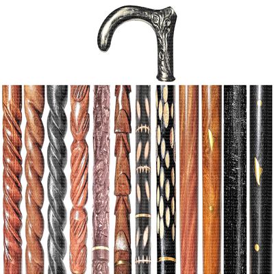 A.A.Nauticals Wooden Walking Stick Cane for Men & Women, Vintage Handmade Personalized & Collapsible, Gift for Men(12 Walking Sticks Design, Black Antique Brass Head/Handle)-AANWS28-WS3